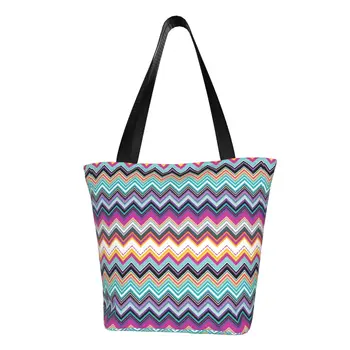 Симпатичные цветные слои с принтом, сумки для покупок с зигзагообразным рисунком, холщовая сумка для покупок, богемный камуфляж, современная сумка