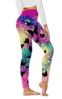 Женские облегающие леггинсы-стрейч для йоги с красивой бабочкой и 3D принтом, женские сексуальные брюки, костюм для фитнеса, спортивные штаны с эффектом пуш-ап, S-4XL L