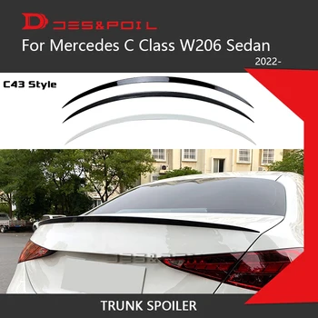 C Class W206 Задний Спойлер Багажника Крыло C43 AMG Стиль Для Mercedes Benz C200 C220 C260 C300 2022 2023 Стайлинг Автомобилей