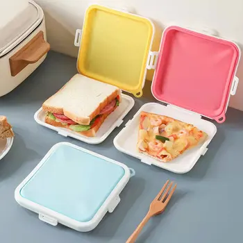 Коробка для хранения консервированного хлеба для горячих сэндвичей для офисных студентов Силиконовая портативная коробка для бенто на вынос, которую можно нагреть и запечатать