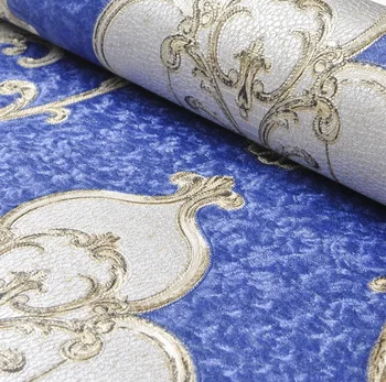 Темно-синие Дамасские обои в викторианском стиле с цветочным рисунком, рулон роскошных виниловых обоев, фон для спальни, гостиной, домашнего декора