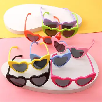 Розовые винтажные солнцезащитные очки в форме сердца для мальчиков и девочек, солнцезащитные очки для детей, очки для малышей, солнцезащитные очки для малышей