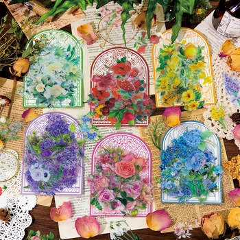 100шт свежих цветов растений коллаж ПЭТ наклейки DIY Дневник украшения скрапбукинг альбом мусор журнал, карты решений наклейки
