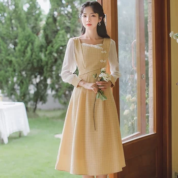 Платье-ципао с длинным рукавом Huang Gezi