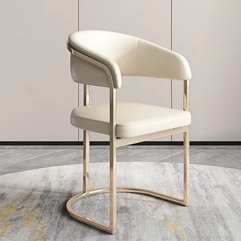Скандинавское минималистичное кожаное кресло Wuli из нержавеющей стали со спинкой для отдыха, рабочее кресло для переговоров для одного человека, Офисное кресло для учебы