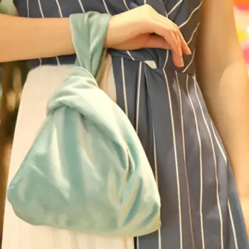 Женская бархатная сумочка на запястье с узлом, маленькая модная косметичка для макияжа, сумка для хранения наличных карт