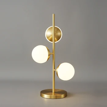 Индивидуальная лампа из латуни, настольная лампа в современном стиле, стеклянный абажур, лампа для гостиной, креативный торшер для спальни, лампа для учебы