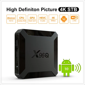 Новый X96q Android 10 TV BOX, четырехъядерный процессор 4K UHD Allwinner H313, медиаплеер 2GB 16GB 2.4G WIFI, смарт-приставка