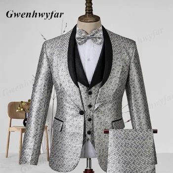 Модные Мужские смокинги Gwenhwyfar, Блейзер с воротником-стойкой, 2022, высококачественные костюмы для шоу-вечеринок, выступления певцов, банкетный костюм