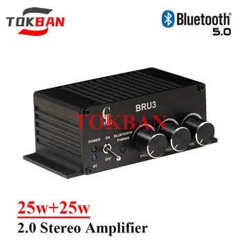 Tokban BRU3 25 Вт * 2 2,0 Цифровой Усилитель мощности Высокой мощности Bluetooth 5,0 Регулировка Высоких частот И Басов Стерео Усилитель Hi-Fi Аудио
