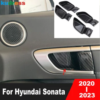 Внутренняя Дверная ручка Автомобиля, Накладка крышки чаши для Hyundai Sonata 2020 2021 2022 2023, Карбоновая отделка, Аксессуары для формования интерьера