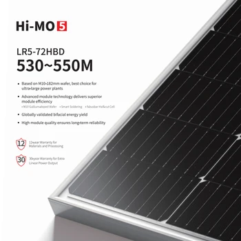 Солнечная панель LONGi мощностью 550 Вт, монокристаллический фотоэлектрический модуль мощностью 530 Вт, панель для выработки электроэнергии, двойное стекло, двусторонний половинный лист
