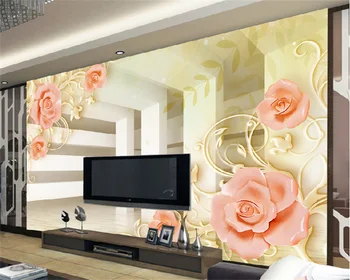 Обои на заказ в скандинавском стиле, простые модные трехмерные рельефные цветы, высококачественная настенная роспись для телевизора в гостиной behang