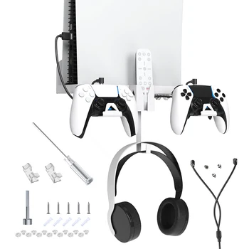 Настенный кронштейн для хранения подставки PS5, компактный держатель геймпада для Playstation 5, Аксессуары для консоли/гарнитуры PS VR2