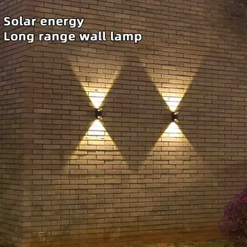 Солнечный настенный светильник на открытом воздухе, водонепроницаемый, работающий на солнечных батареях, свет ВВЕРХ и вниз освещает украшение дома, сада, крыльца, двора