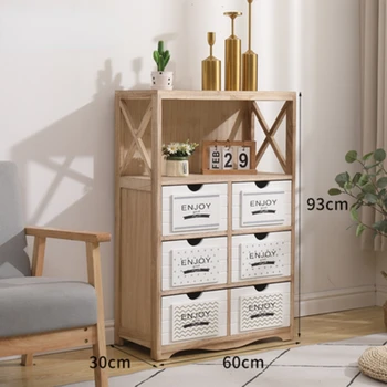 Шкафы для хранения Многослойный Узкий боковой шкаф из массива дерева с выдвижным ящиком для хранения в гостиной Угловой шкаф Nordic