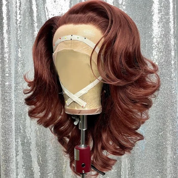 Синтетические парики шоколадного цвета, парик на кружеве 13Х4, объемная волна, предварительно выщипанный Прозрачный косплей трансвестита для чернокожих женщин