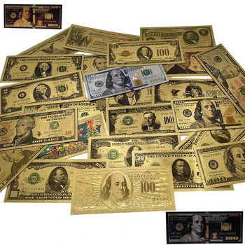 1 2 5 10 20 50 100 500 1000 5000 10000 Миллион Миллиардов Долларов США Золотая Банкнота Украшение Банкнот Антикварным Позолоченным Сувениром США
