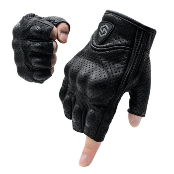Мотоциклетные перчатки MoFlyeer, Защитное снаряжение для летнего мотокросса на полпальца, Износостойкая тактическая перчатка из натуральной кожи с сенсорным экраном.