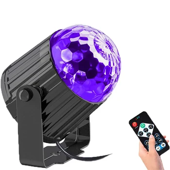 Ультрафиолетовый черный свет для вечеринки Glow, 6 Вт светодиодный диско-шар, стробоскопические огни для темных вечеринок, звук активируется с помощью пульта дистанционного управления