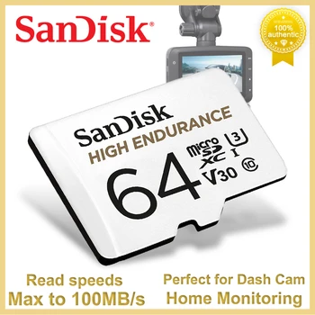 Карта памяти SanDisk High Endurance Video microSDXC с возможностью чтения до 100 Мбит/с C10 4K UHD-I micro SD для Домашнего монитора Dash Cam