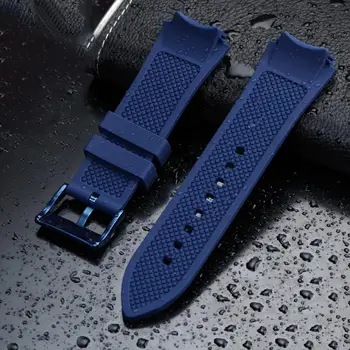 Водонепроницаемый силиконовый ремешок 22 мм Черный синий цвет Силиконовый резиновый браслет для часов guess ремешок фирменный спортивный ремешок для часов