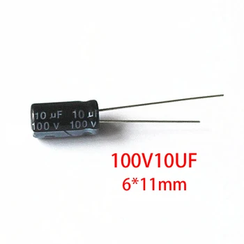 50ШТ Электролитический конденсатор высокого качества 100V10UF 6X11mm 6.3*11 10UF 100V