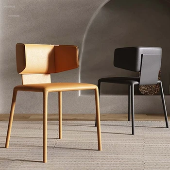 Итальянские обеденные стулья высокого класса Креативная мебель для домашнего ресторана Дизайнерский стул Современные минималистичные стулья для переговоров со спинкой A