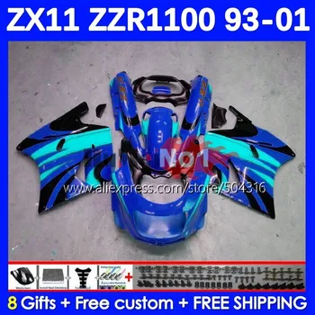 Обвес для KAWASAKI NINJA ZX 11R 11 ZX11 ZX-11 R 0MC.85 ZX-11R синий глянцевый ZX11R 93 94 95 96 97 98 99 00 01 1993 2001 Обтекатель