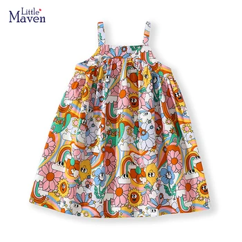 Little Maven, платья для девочек 2-7 лет, детская одежда, Летняя детская одежда без рукавов с героями мультфильмов, Vestidos Хлопок