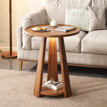 Диванные столики Мебель для дома Nordic simple из массива дерева круглый журнальный столик диван-столик приставной столик чайный столик прикроватная тумбочка 40/50*60см