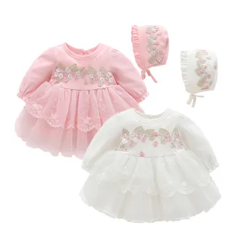 Комплекты сетчатого платья + шляпки для новорожденных девочек, весенние праздничные кружевные платья-пачки принцессы, детская одежда 3, 6, 12, 18 месяцев