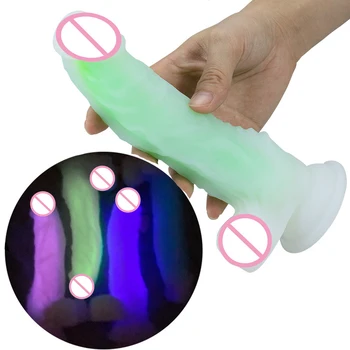 2023 светящихся фаллоимитатора мягкий силиконовый Реалистичный фаллоимитатор с присоской женские Анально-вагинальные мастурбаторы секс-игрушки для пениса