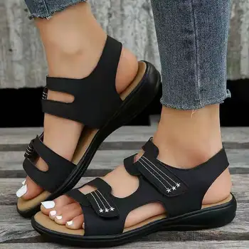 Новые женские босоножки, Повседневная женская обувь на платформе, Летняя модная пляжная женская обувь в римском стиле, большие размеры 35-43, Сандалии