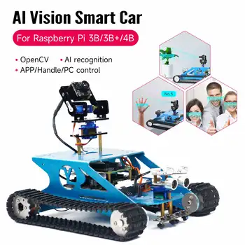 Автомобильный комплект Smart Tank Robot для Raspberry Pi 4B DIY Программируемое образование с подростками и взрослыми AI Электронный набор, совместимый с Arduino