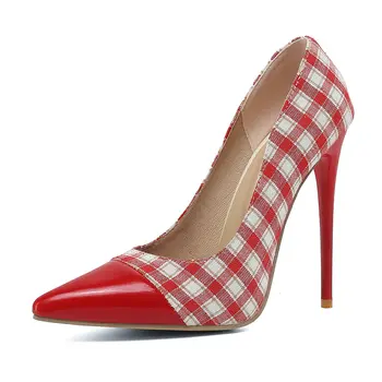 2022 Новые весенне-осенние женские туфли-лодочки в клетку 34-47 размера, Обувь из лакированной кожи в стиле пэчворк, вечерние Элегантные женские туфли на шпильке