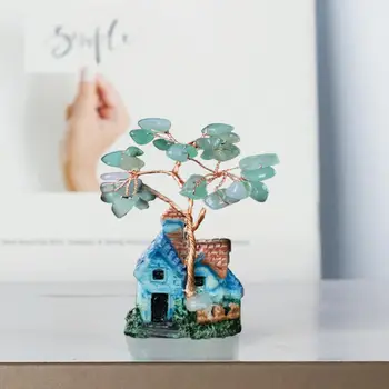 Украшение из цитринового дерева, обернутое медной проволокой из искусственного хрусталя Ручной работы, миниатюрный декор рабочего стола в стиле фэн-шуй 