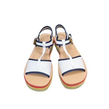 Обувь для женщин, Лето 2022, Новые брендовые сандалии, вязаный дизайн, Цветная тканая подошва, женская пряжка, Модные классические сандалии на платформе