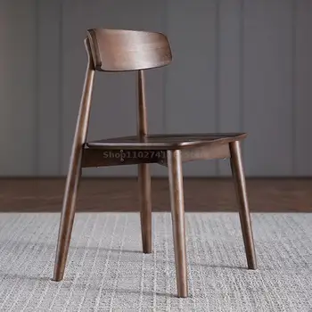 Минималистичные деревянные обеденные стулья Современные кожаные подушки Стол Ресторанный Стул Офисная спинка Спальня Silla Comedor Мебель для дома