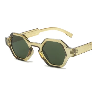 Винтажные Многоугольные солнцезащитные очки Женские трендовые солнцезащитные очки в квадратной прозрачной оправе с маленькой оправой Женские UV400 Gafas De Sol