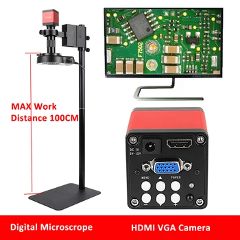 Промышленный Микроскоп HDMI VGA Для Получения Цифровых Изображений 13MP 60FPS 1080P Камера 1-150X C-Mount Зум-Объектив Увеличивающий Светодиодный Свет