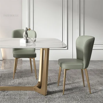 Скандинавские роскошные кожаные обеденные стулья для кухонной мебели Современный минималистичный дизайнерский обеденный стул Бытовой стул со спинкой
