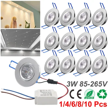 1-6 шт. Светодиодный светильник мощностью 3 Вт, встраиваемый потолочный светильник AC85-265V, круглый панельный прожектор, Холодный белый / Теплый белый, Внутреннее освещение ванной комнаты