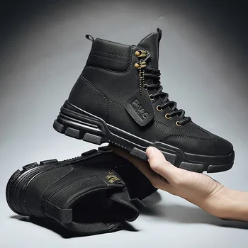  Новые мужские ботинки из искусственной кожи, водонепроницаемые военные ботинки на шнуровке, мужские зимние ботильоны, легкая обувь, мужская зимняя повседневная нескользящая