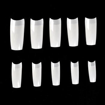 500шт Кончики для ногтей в форме гроба Наполовину покрывают накладные ногти, накладываются на ногти без следов натуральной прозрачной смолы, 10 размеров Кончиков для наращивания ногтей УФ-гелем