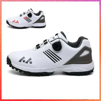 2023 Мужская обувь для гольфа Quick Konb, шнурки, противоскользящие сбоку, Размер 40-45, повседневная дышащая обувь из искусственной кожи, спортивные кроссовки на открытом воздухе
