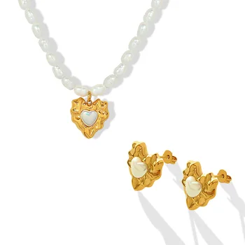 Модное жемчужное ожерелье в форме сердца для женщин, колье из нержавеющей стали, Свадебная вечеринка, Винтажные Корейские ювелирные изделия, подарки