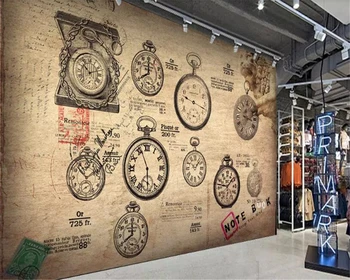 beibehang обои для стен в рулонах Оригинальные ретро часы в винтажном стиле обои в европейском стиле фон papel de parede 3d