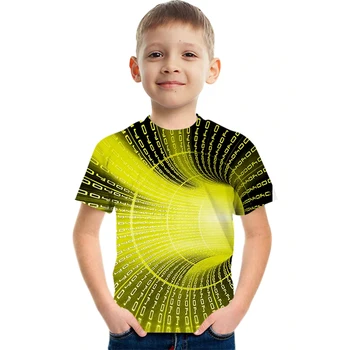 Детская футболка для мальчиков, Футболка с изображением животного Динозавра, Короткий рукав, круглый вырез, детский топ, повседневный 3D принт, Повседневный Летний Синий от 3 до 12 лет